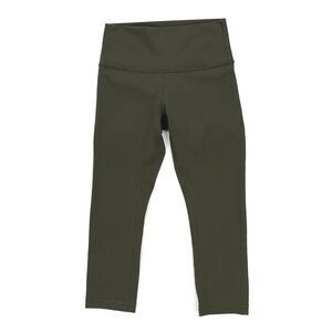 LULULEMON Wunder Under Crop Hi-Rise 21" Leggings Olive Minimal Athleisure Sporty
